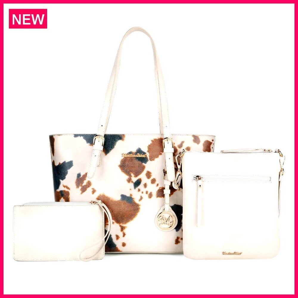 Leopard Print 3-Piece Tote Set with Crossbody Bag and Wristlet Wallet